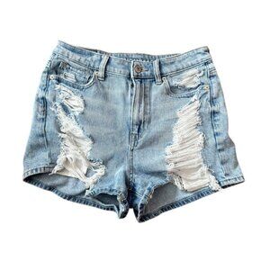 American Eagle Outfitters Light Wash Distressed Denim Festival Jean Shorts 2